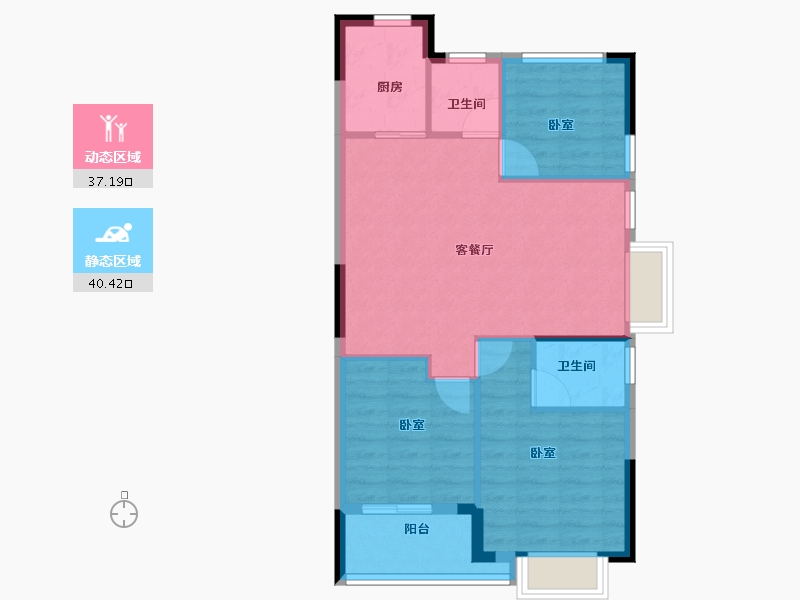 浙江省-嘉兴市-杨柳郡-70.00-户型库-动静分区