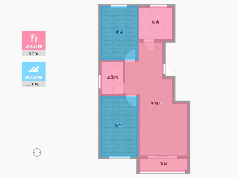 山东省-烟台市-乡村记忆山水园-64.23-户型库-动静分区