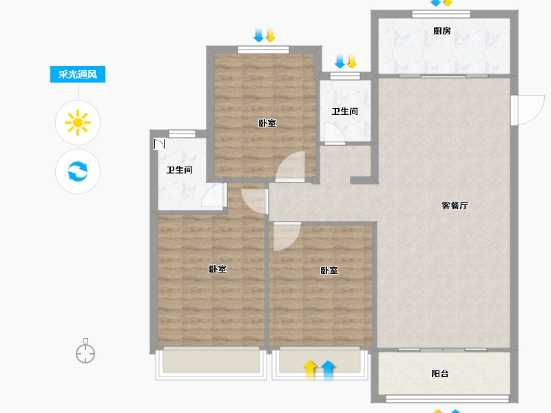 河南省-安阳市-丛台金悦湾-107.91-户型库-采光通风