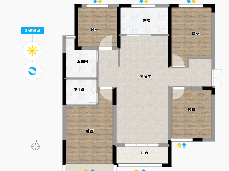 山东省-菏泽市-永泰和顺园-110.00-户型库-采光通风