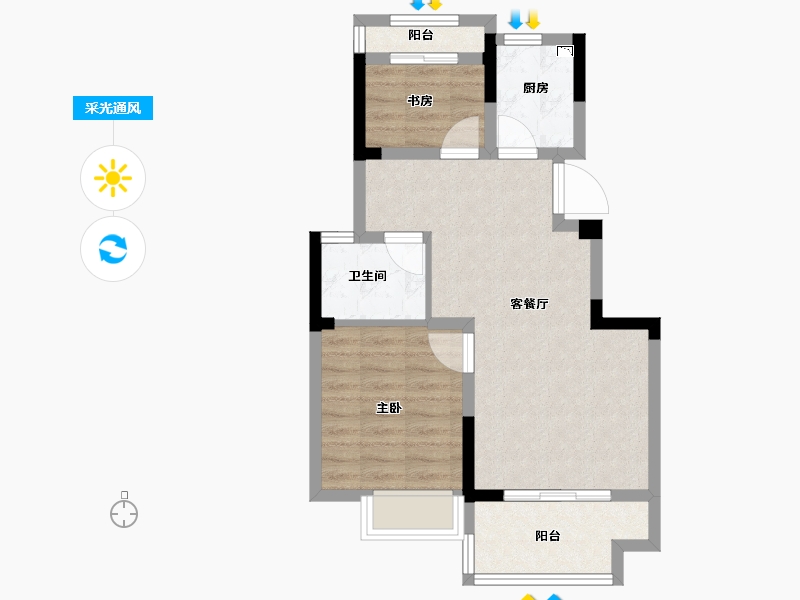 浙江省-衢州市-中梁融信拾光里-58.00-户型库-采光通风