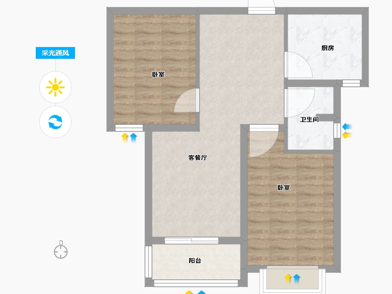 河南省-安阳市-阳光森林-64.99-户型库-采光通风