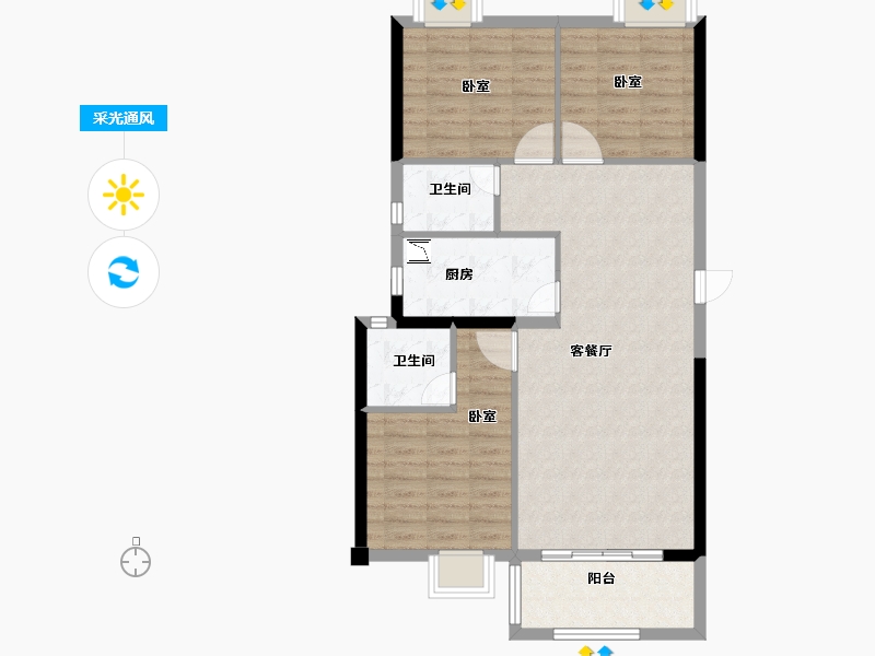 福建省-宁德市-福安碧桂园·铂玥府-84.00-户型库-采光通风