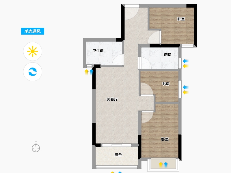 河南省-郑州市-御品蔚来云城-71.00-户型库-采光通风