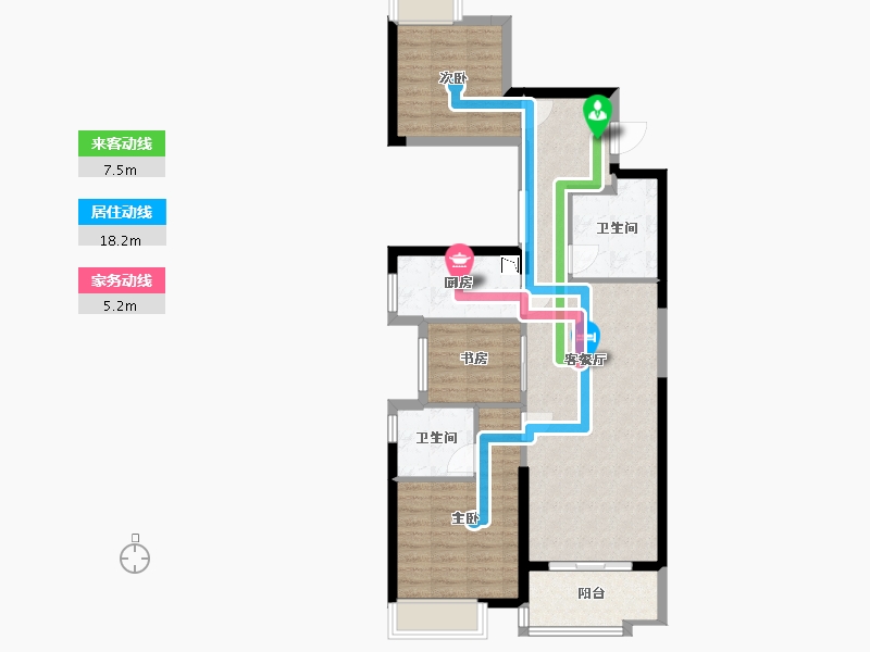 福建省-福州市-乌山九巷-84.00-户型库-动静线