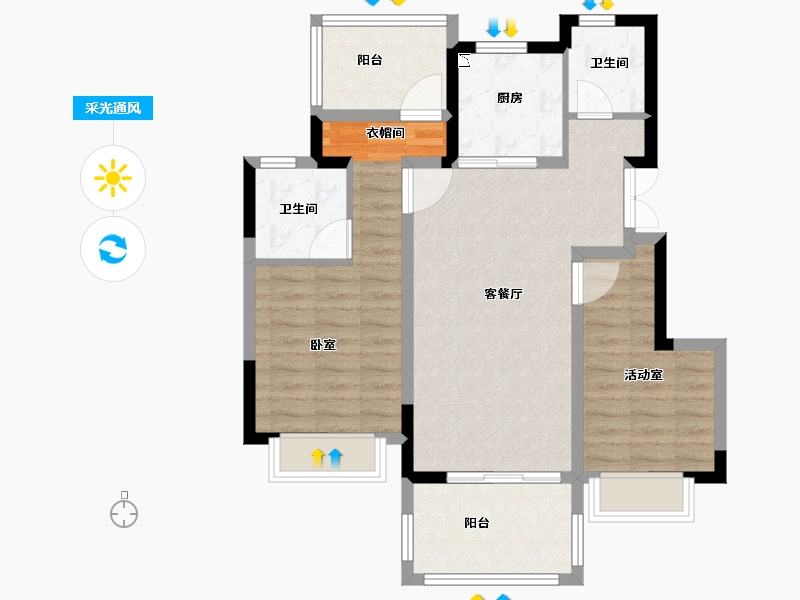 安徽省-合肥市-锦绣花城-79.00-户型库-采光通风