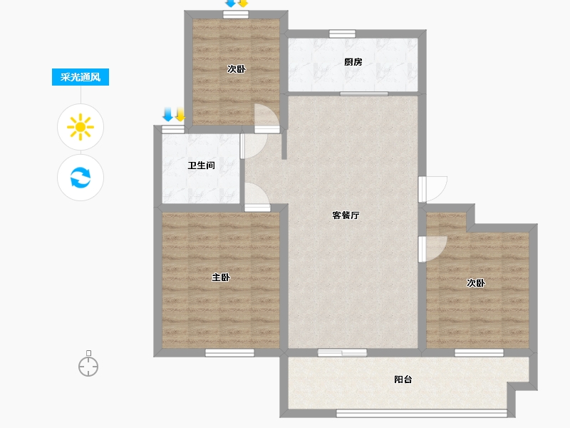 山东省-青岛市-华庭丽景-94.60-户型库-采光通风