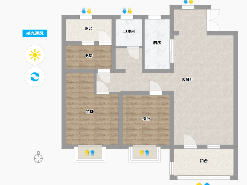 山东省-青岛市-绿阳锦绣城-82.01-户型库-采光通风