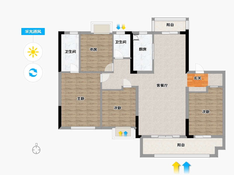 江西省-南昌市-正荣棠悦-118.40-户型库-采光通风