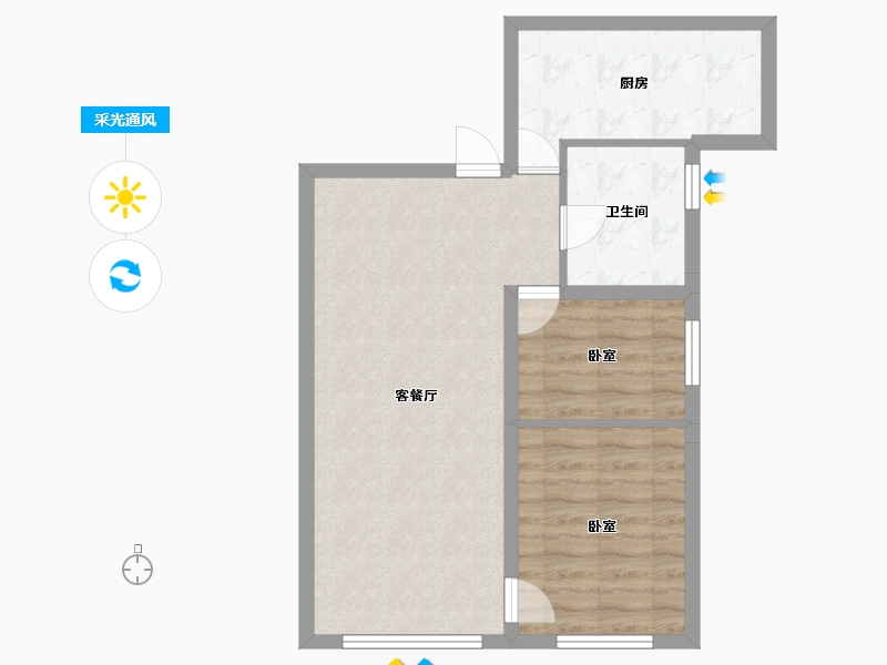 新疆维吾尔自治区-乌鲁木齐市-山水佳苑-60.65-户型库-采光通风