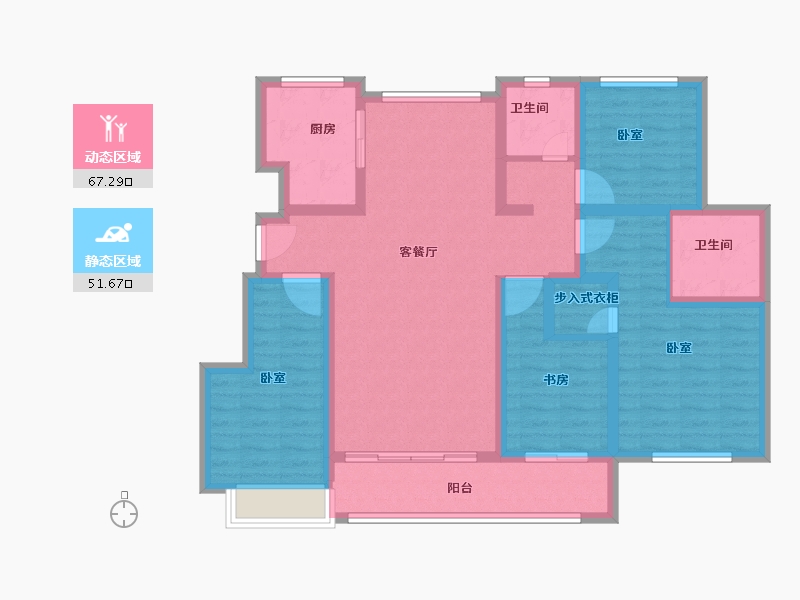 浙江省-绍兴市-三花景成府-105.00-户型库-动静分区