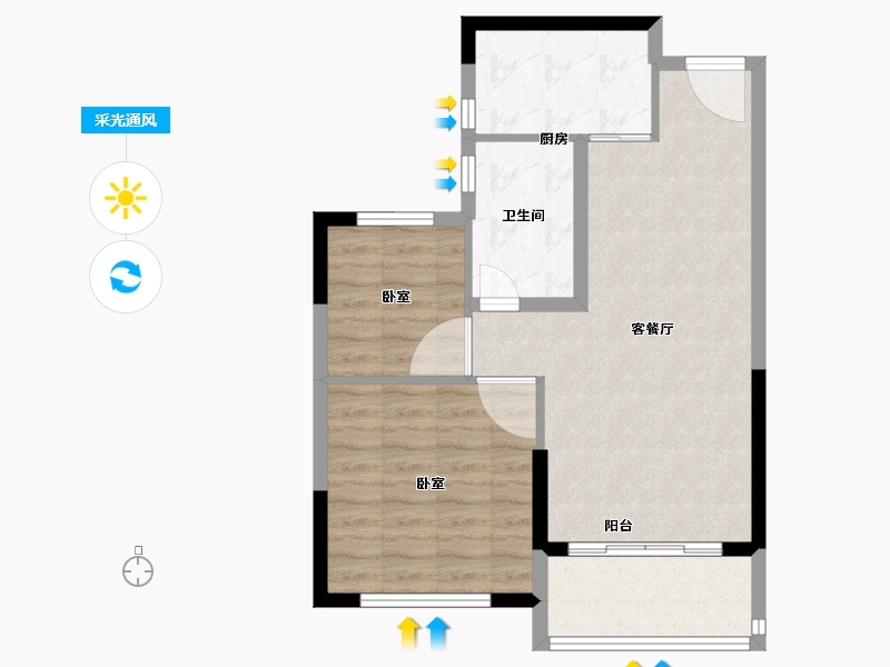 河南省-郑州市-郑东恒大文化旅游城-66.00-户型库-采光通风