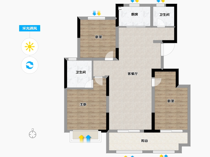 河南省-安阳市-多伦公园里-100.07-户型库-采光通风