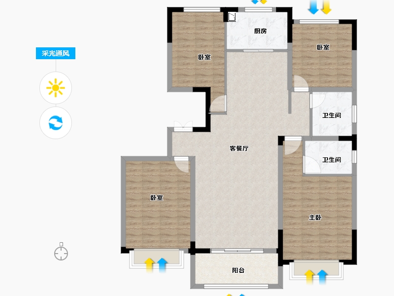 河南省-洛阳市-恒泰中心-135.60-户型库-采光通风