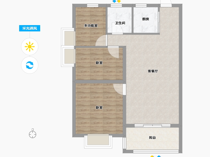 山东省-烟台市-万城华府-76.00-户型库-采光通风