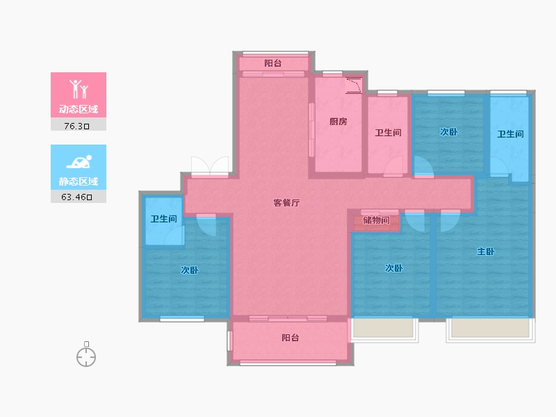 山东省-济南市-凤凰国际-124.28-户型库-动静分区