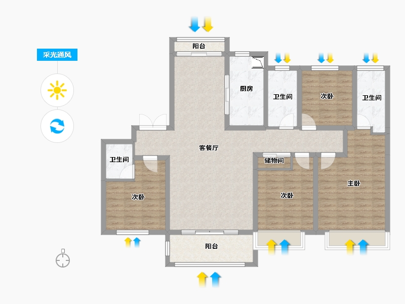 山东省-济南市-凤凰国际-124.28-户型库-采光通风