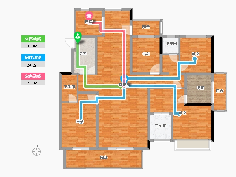 河南省-郑州市-亚新海棠公馆-160.36-户型库-动静线