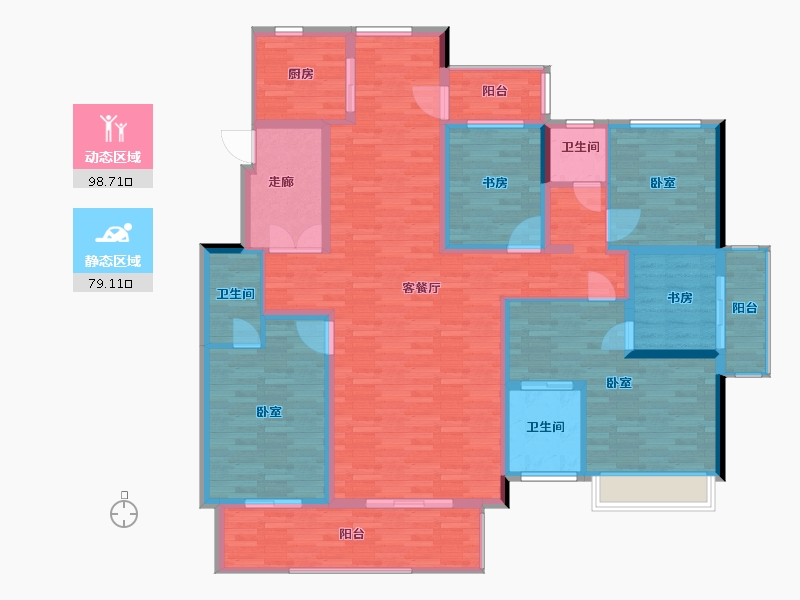 河南省-郑州市-亚新海棠公馆-160.36-户型库-动静分区