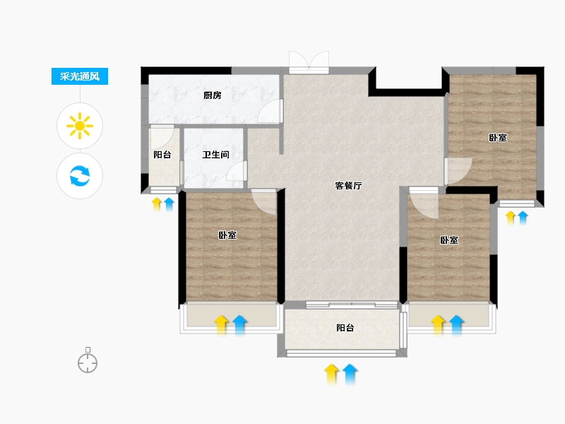 山东省-菏泽市-永泰和顺园-90.00-户型库-采光通风