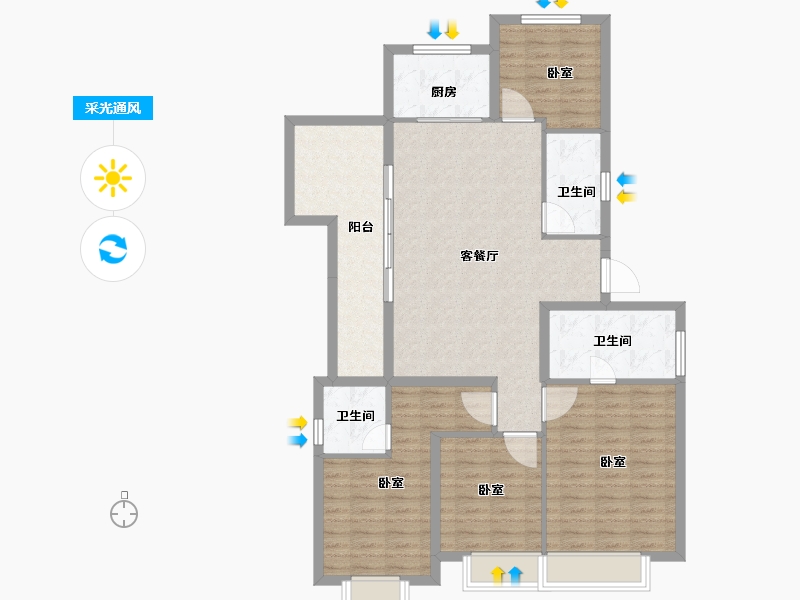 河南省-新乡市-蓝光凤湖长岛国际社区-114.20-户型库-采光通风