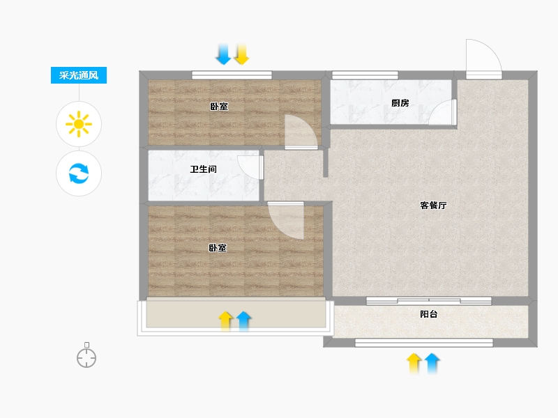 山东省-菏泽市-中达逸景广场-67.00-户型库-采光通风