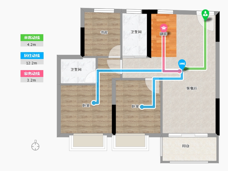 浙江省-嘉兴市-杭海学府-71.00-户型库-动静线