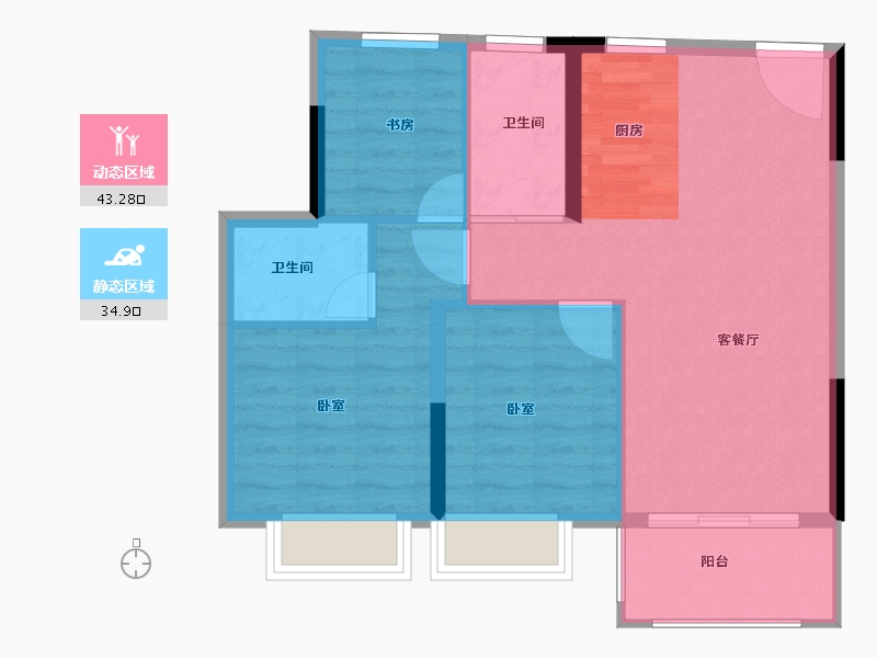 浙江省-嘉兴市-杭海学府-71.00-户型库-动静分区