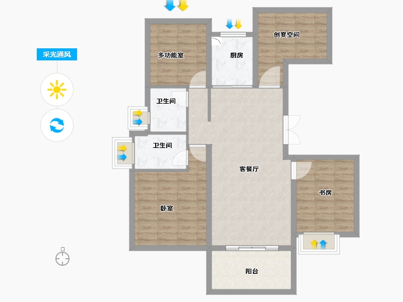 安徽省-合肥市-中国铁建悦湖国际-96.00-户型库-采光通风