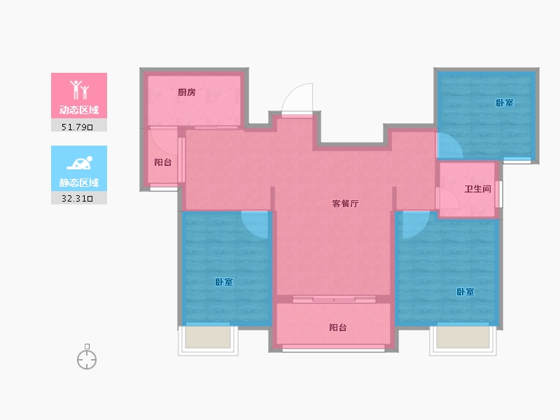 河南省-郑州市-御品蔚来云城-75.00-户型库-动静分区