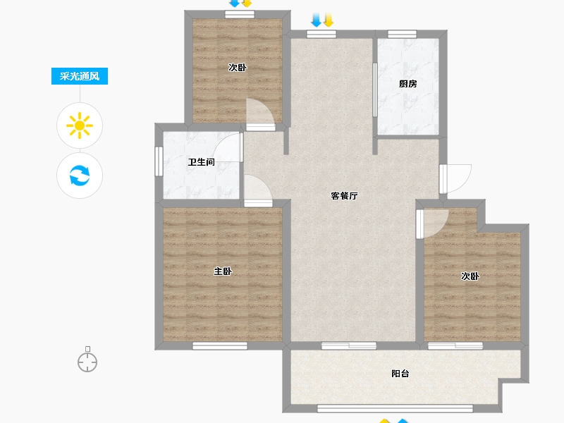 山东省-青岛市-华庭丽景-97.00-户型库-采光通风