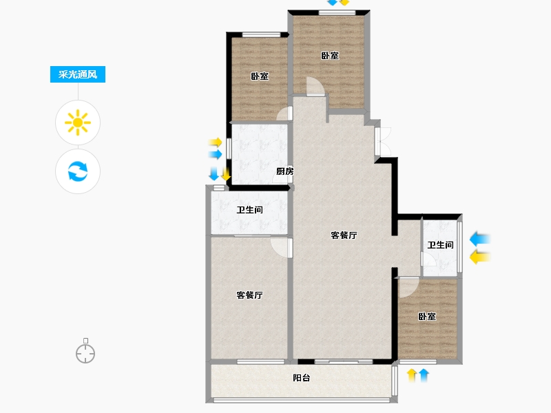 河南省-郑州市-融创金林金水府-153.00-户型库-采光通风