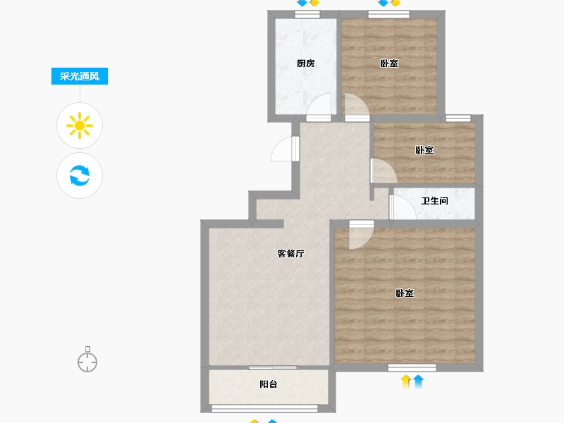 山东省-烟台市-长寿城-74.00-户型库-采光通风