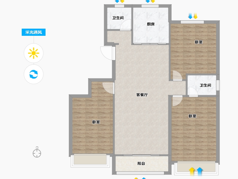 河南省-安阳市-丛台金悦湾-110.00-户型库-采光通风