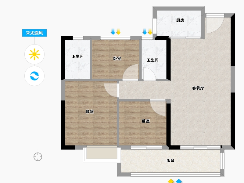 福建省-泉州市-石狮碧桂园-82.99-户型库-采光通风