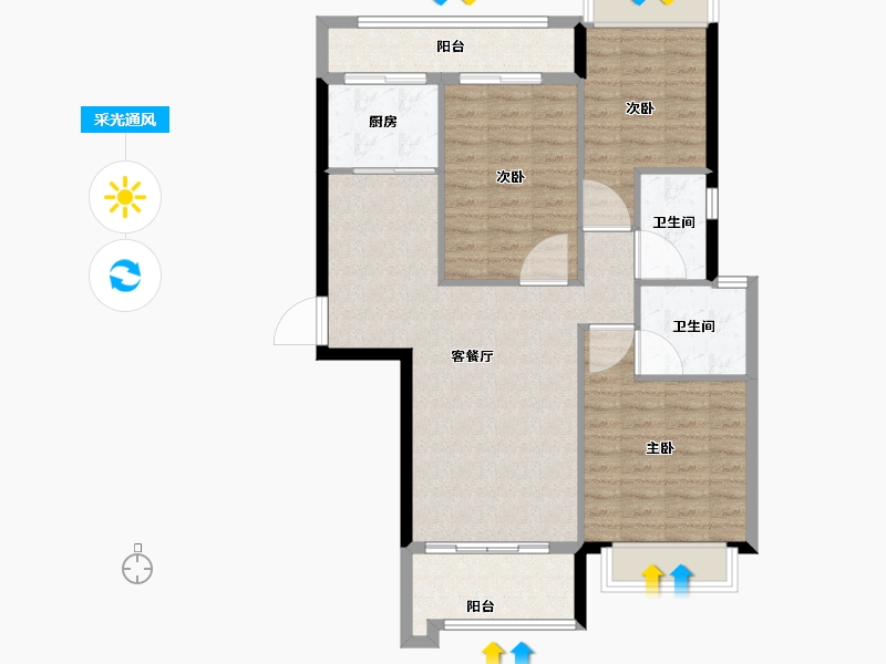 福建省-南平市-旭日城-93.00-户型库-采光通风