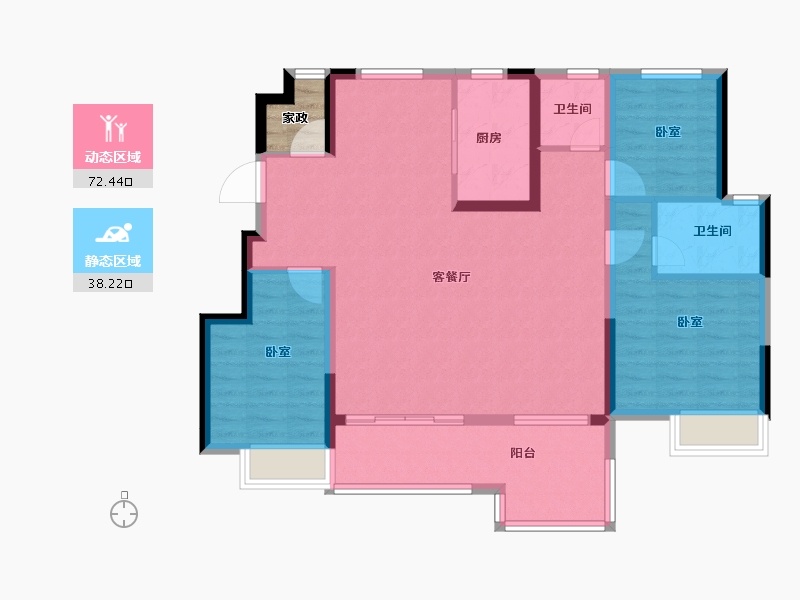 河南省-新乡市-蓝光凤湖长岛国际社区-101.82-户型库-动静分区