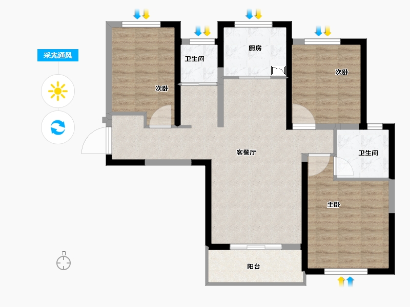 河南省-洛阳市-科弘国风龙樾-91.00-户型库-采光通风