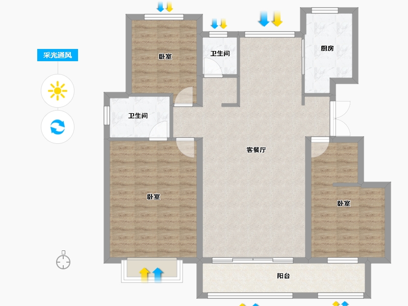 山东省-菏泽市-巨野枫叶正红（枫庭骊景）-106.78-户型库-采光通风