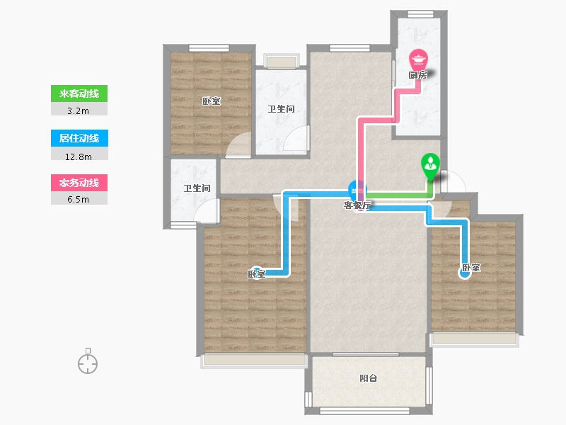 河南省-安阳市-新城国际三期-110.61-户型库-动静线