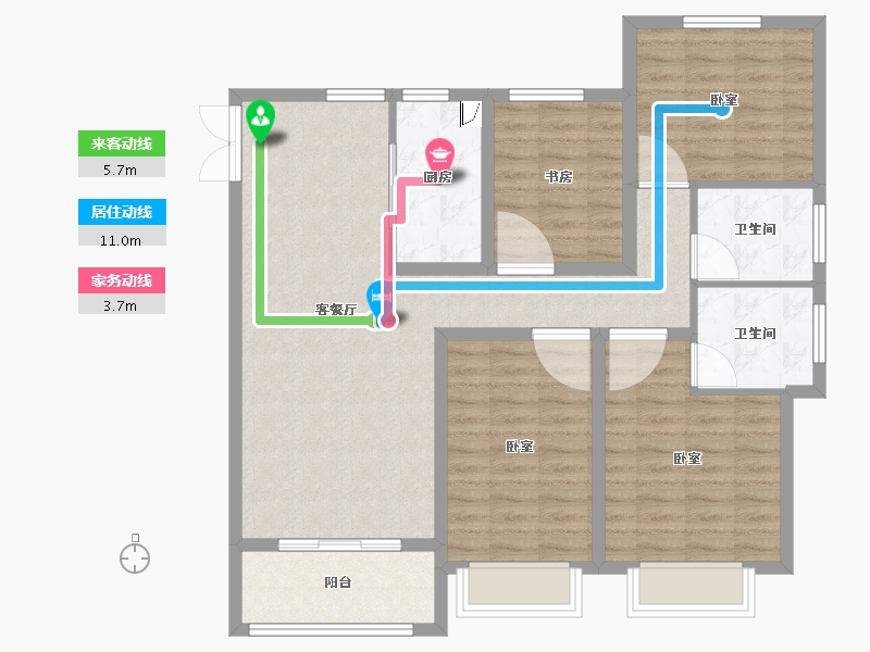 安徽省-合肥市-中建开元御湖公馆-104.00-户型库-动静线