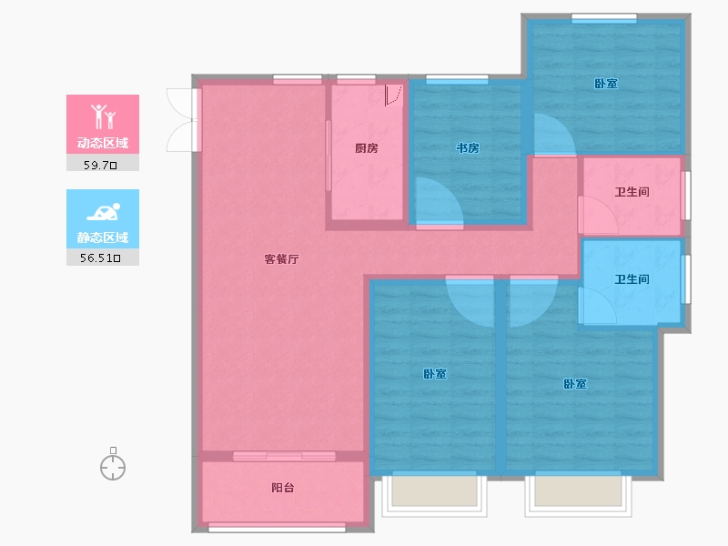 安徽省-合肥市-中建开元御湖公馆-104.00-户型库-动静分区