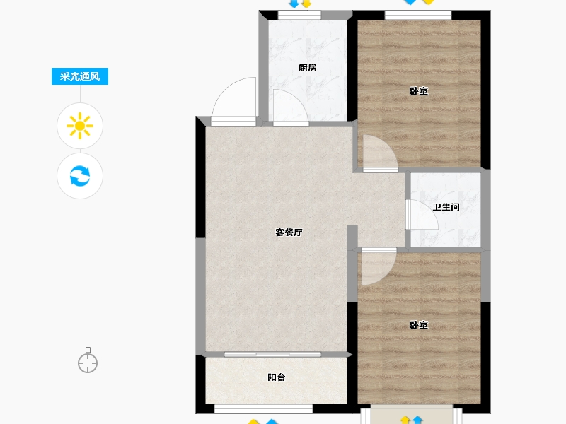 山东省-济南市-山钢鸿悦华府-61.00-户型库-采光通风