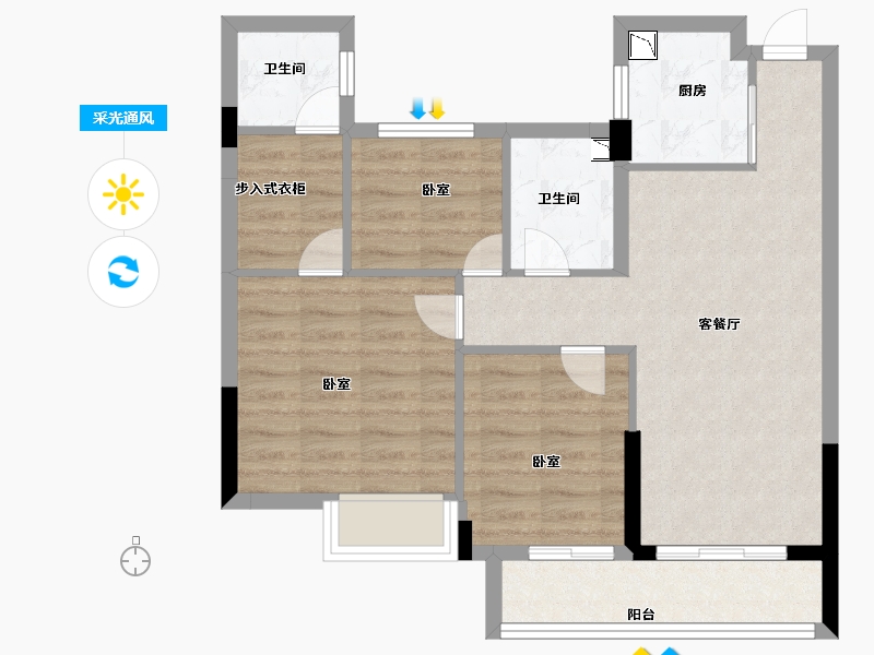 福建省-宁德市-金御尚品-70.00-户型库-采光通风