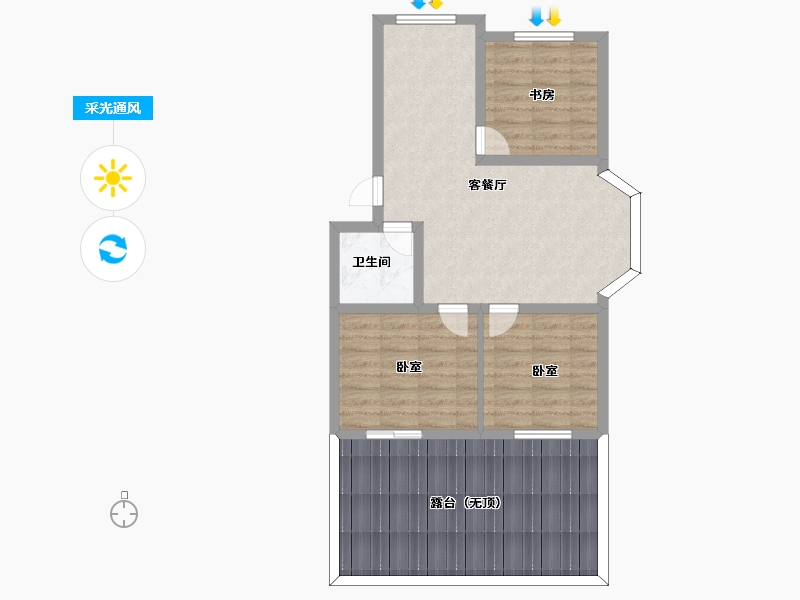 山东省-烟台市-珑泉望园-82.00-户型库-采光通风