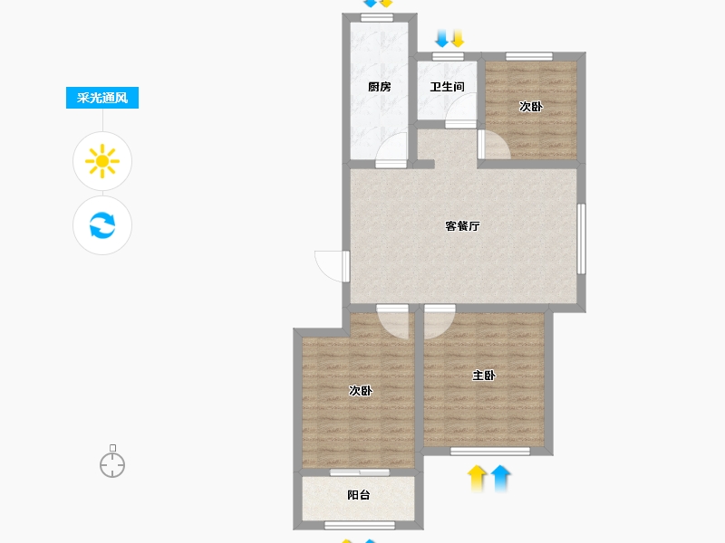 山东省-烟台市-鑫发小区东区-88.04-户型库-采光通风