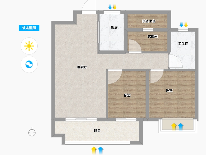 安徽省-合肥市-力高天悦府-74.00-户型库-采光通风