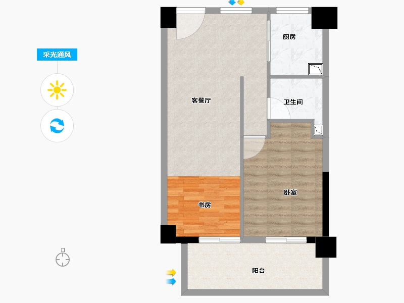 安徽省-合肥市-奥园城央壹品-63.82-户型库-采光通风