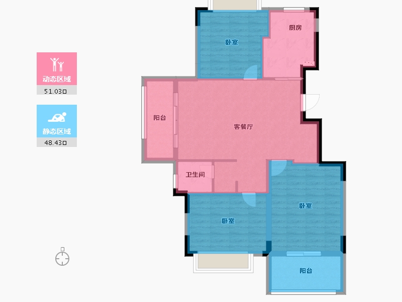 浙江省-宁波市-东城官邸-90.00-户型库-动静分区