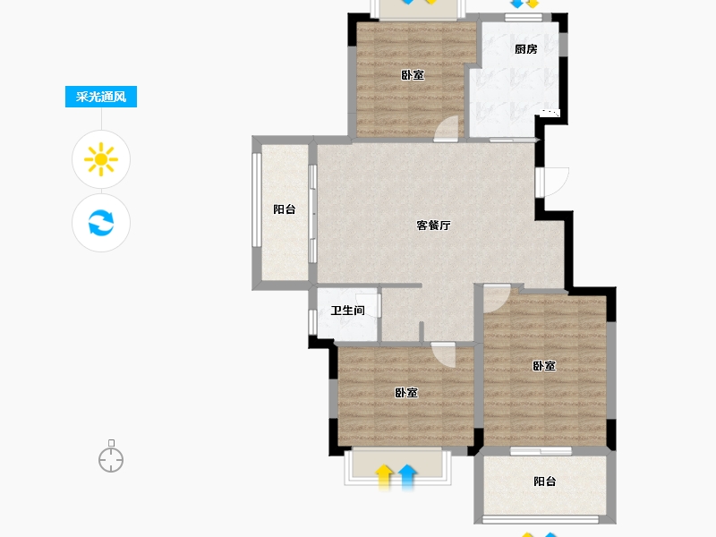 浙江省-宁波市-东城官邸-90.00-户型库-采光通风